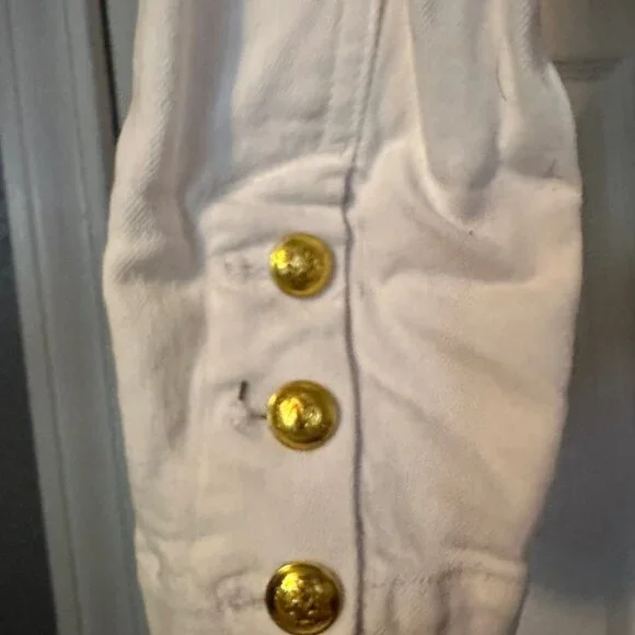 NWOT A.L.C. White Denim Blazer Gold Button Jacket Size 0 Structured Cotton - Picture 9 of 11